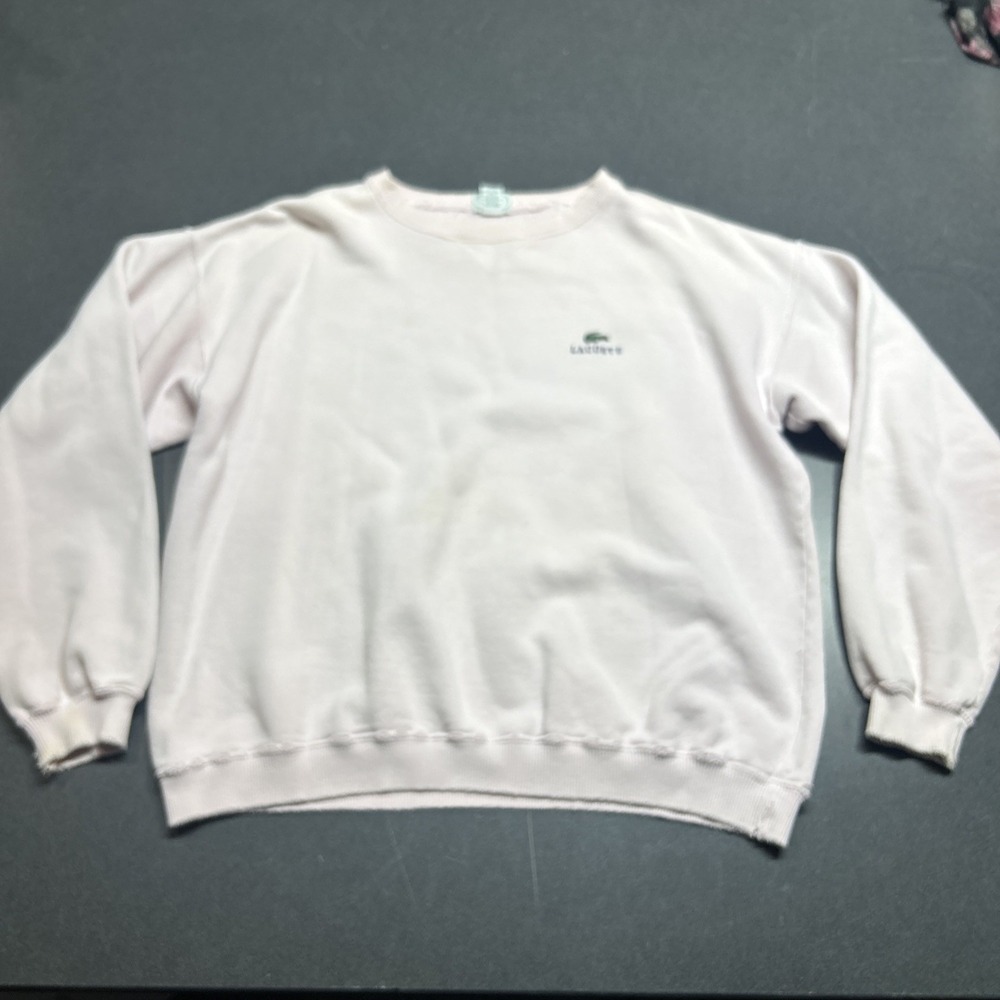 Vintage Lacoste Sweatshirt sz L Pink 1980s Crewneck Distressed